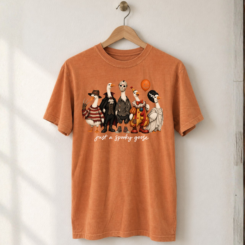 Comfort Colors Just A Spooky Goose Halloween Horror Movie T-Shirt